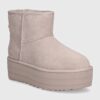 UGG cizme de zapada din piele intoarsa Classic Mini Platform culoarea violet