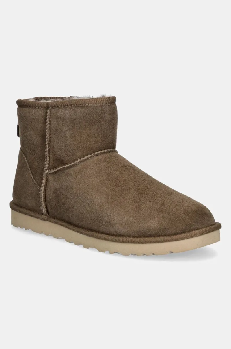 UGG cizme de zapada din piele intoarsa Classic Mini culoarea maro