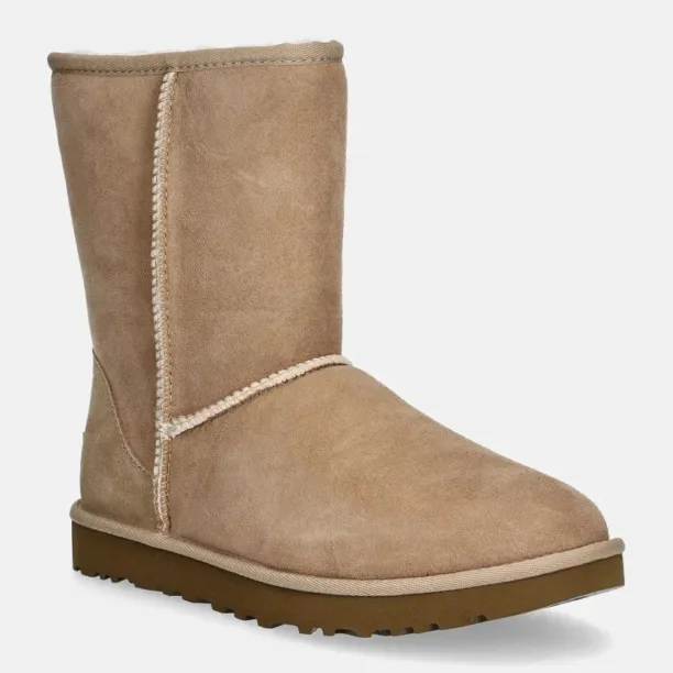 UGG cizme de zapada din piele intoarsa Classic Short II culoarea bej