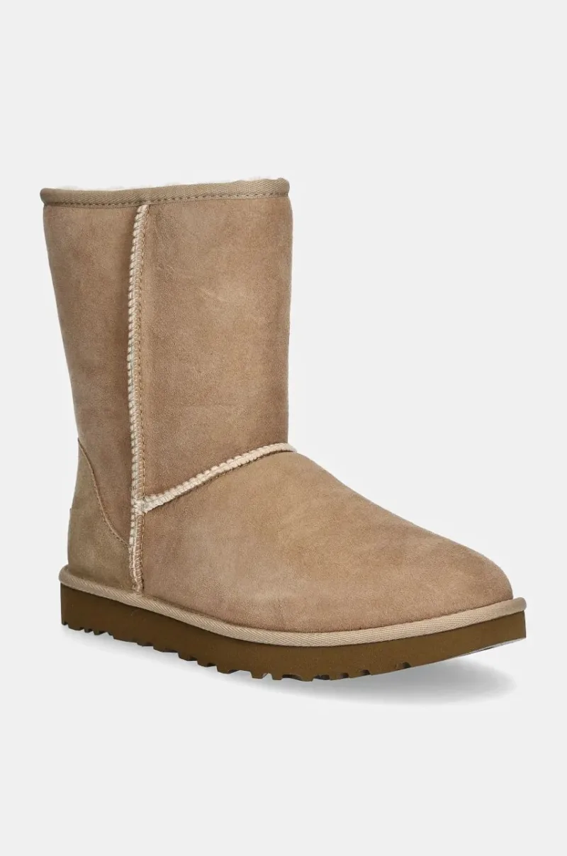 UGG cizme de zapada din piele intoarsa Classic Short II culoarea bej