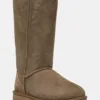 UGG cizme de zapada din piele intoarsa Classic Tall II culoarea verde