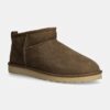 UGG cizme de zapada din piele intoarsa Classic Ultra Mini culoarea maro