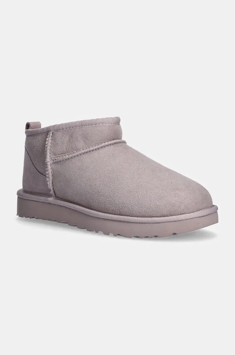 UGG cizme de zăpadă din piele întoarsă Classic Ultra Mini culoarea violet