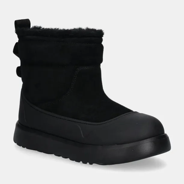 UGG cizme de zapada din piele intoarsa KIDS CLASSIC MINI MOD culoarea negru