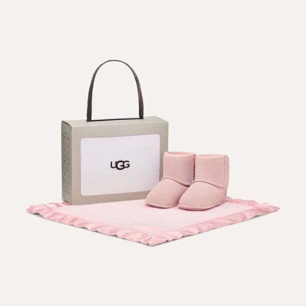 UGG pantofi din piele intoarsa pentru bebe BABY CLASSIC AND LOVEY culoarea roz