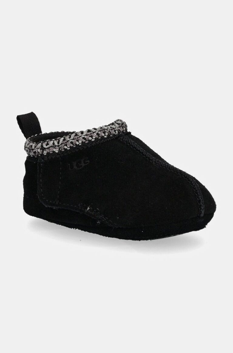 UGG pantofi din piele intoarsa pentru bebe BABY TASMAN culoarea negru