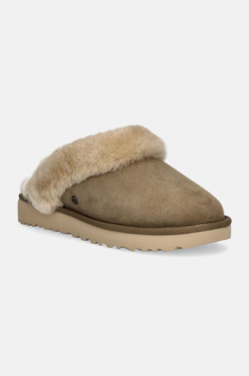 UGG papuci din piele intoarsa Classic Slipper II culoarea bej