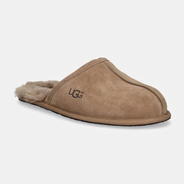 UGG papuci din piele intoarsa Scuff culoarea bej