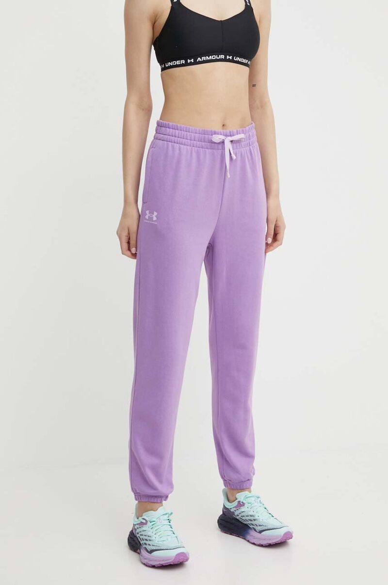 Under Armour pantaloni de antrenament Rival culoarea violet