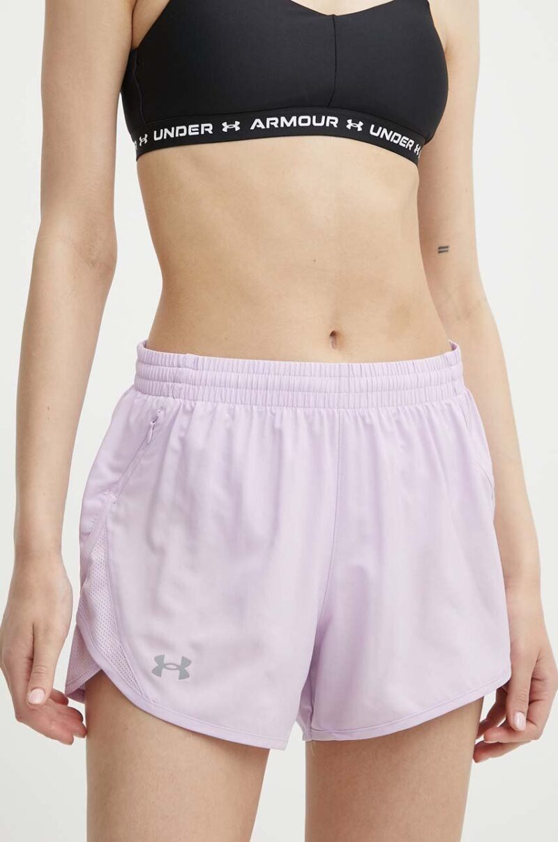 Under Armour pantaloni scurți de alergare Fly By culoarea violet