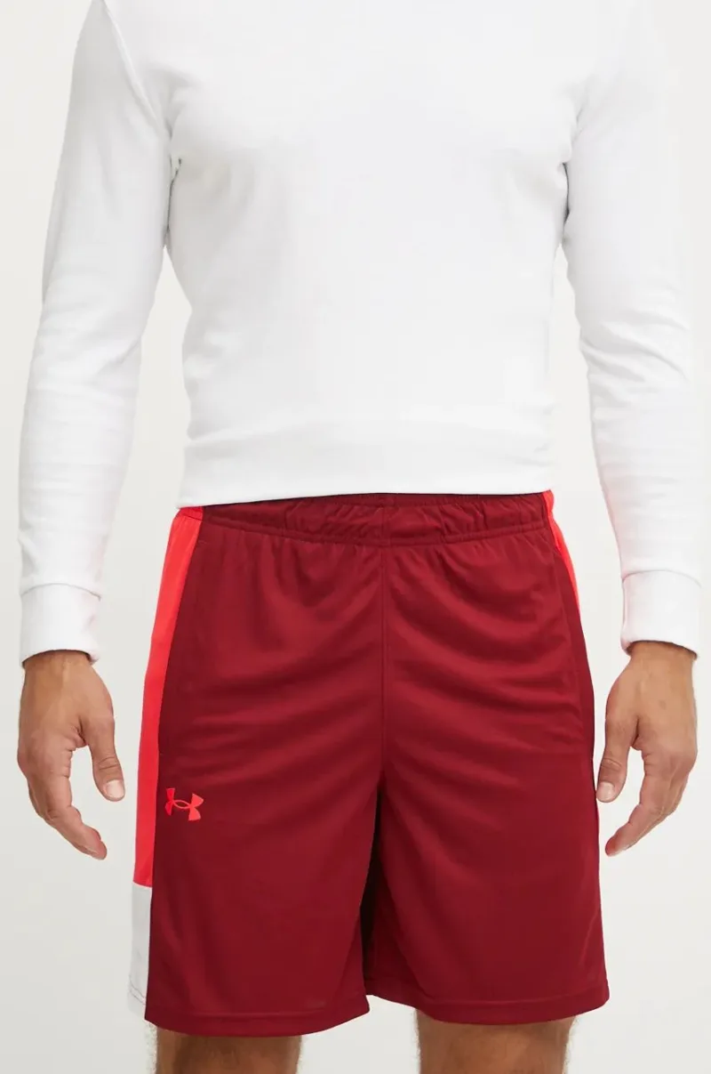 Under Armour pantaloni scurți de antrenament Zone 7 culoarea bordo