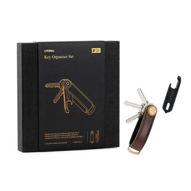 Unealta multifunctionala Orbitkey Leather Key+Multitool V2 - espresso/black preţ