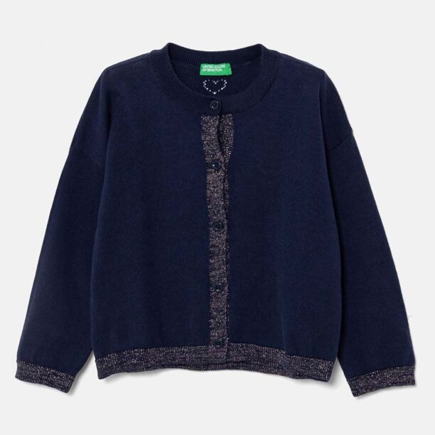 United Colors of Benetton cardigan copii culoarea albastru marin