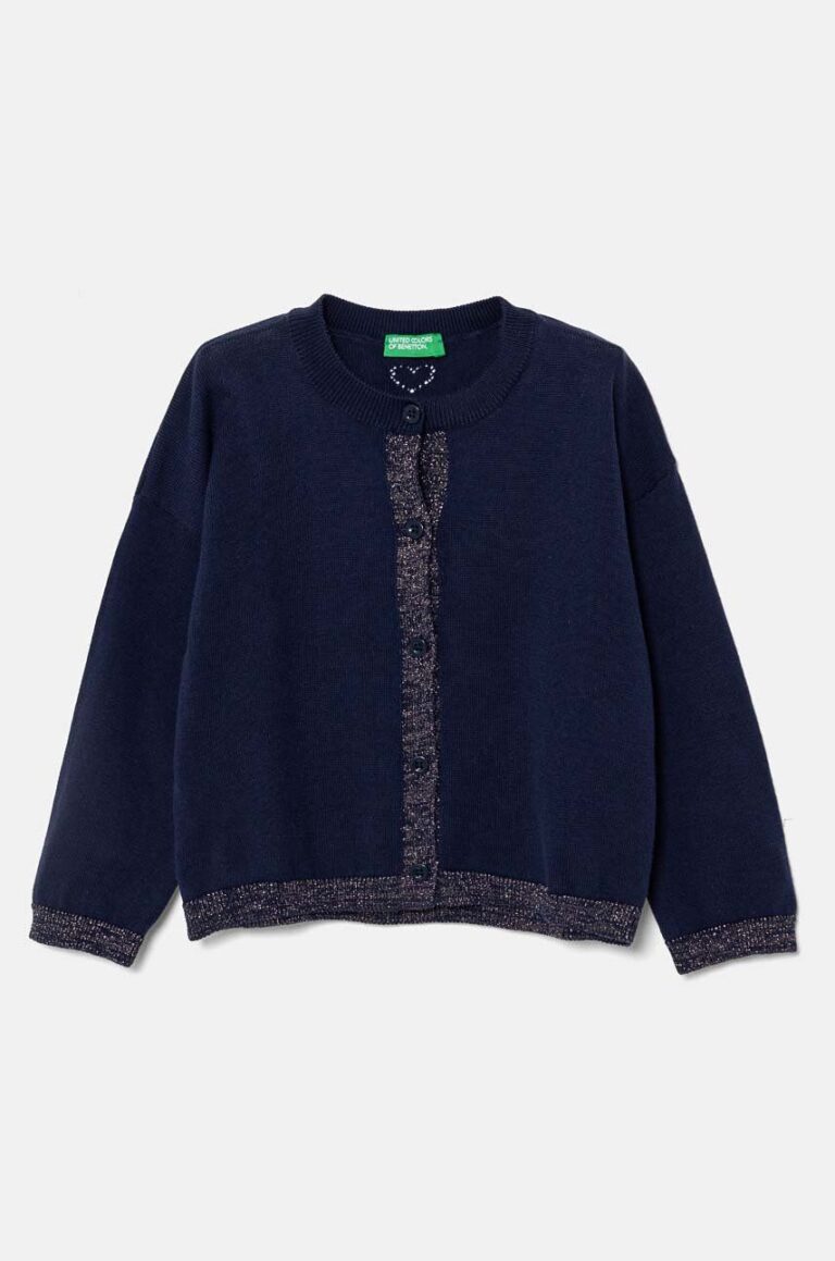 United Colors of Benetton cardigan copii culoarea albastru marin