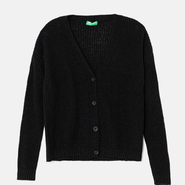 United Colors of Benetton cardigan cu amestec de lână pentru copii culoarea negru