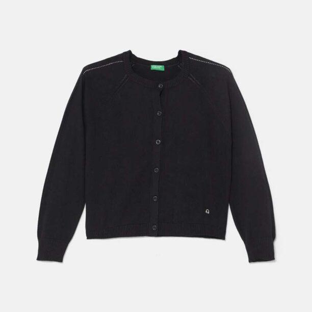 United Colors of Benetton cardigan din bumbac pentru copii culoarea negru