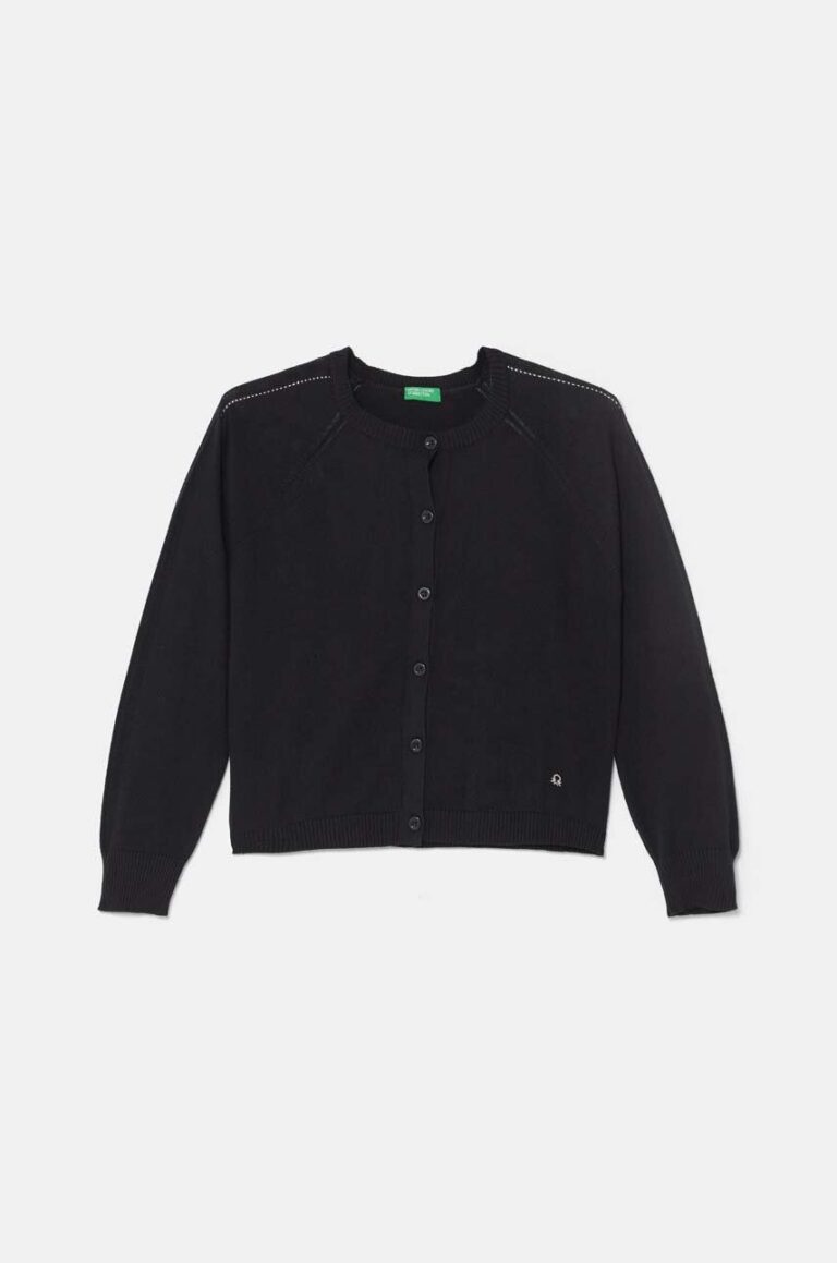 United Colors of Benetton cardigan din bumbac pentru copii culoarea negru