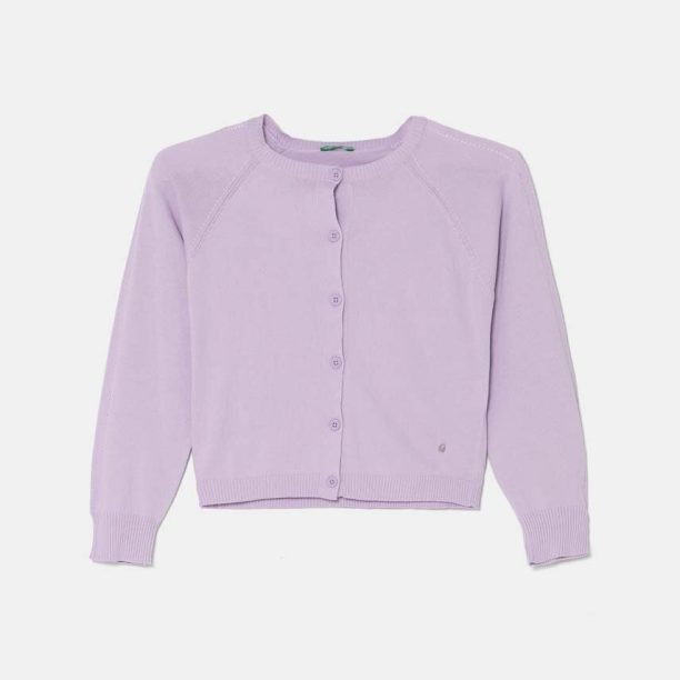 United Colors of Benetton cardigan din bumbac pentru copii culoarea violet