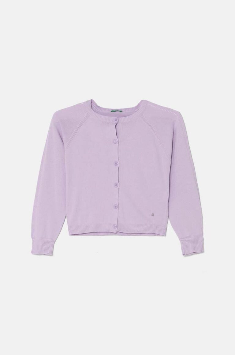 United Colors of Benetton cardigan din bumbac pentru copii culoarea violet