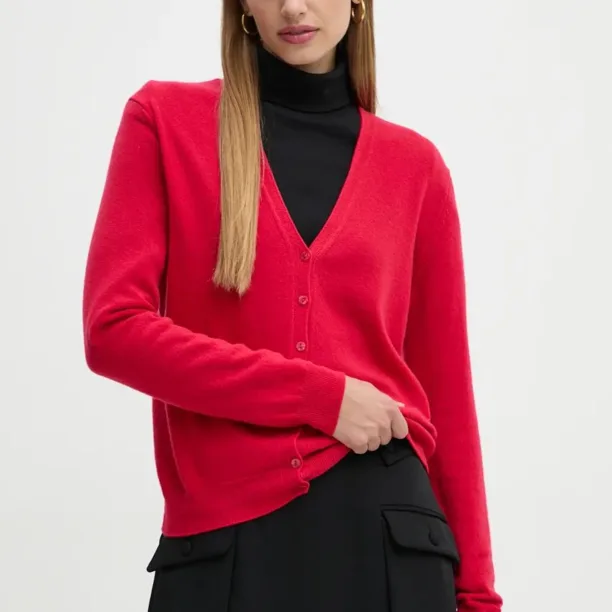 United Colors of Benetton cardigan din lana culoarea roz