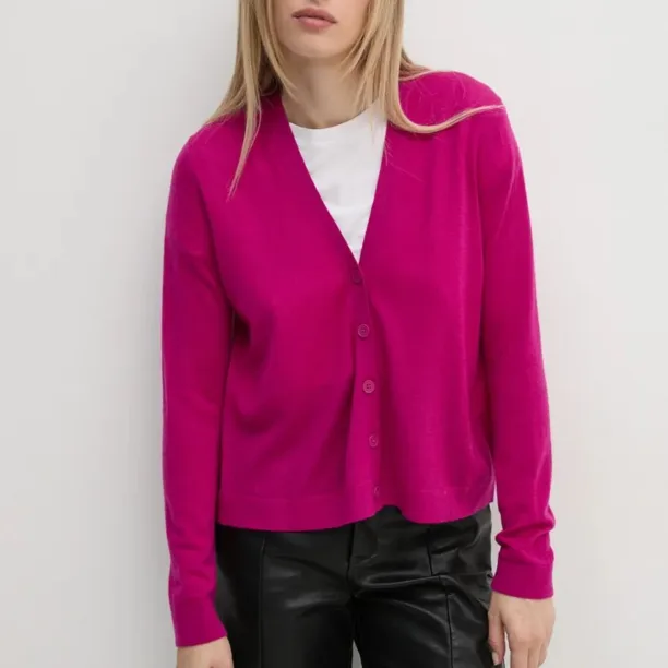 United Colors of Benetton cardigan din lana culoarea roz