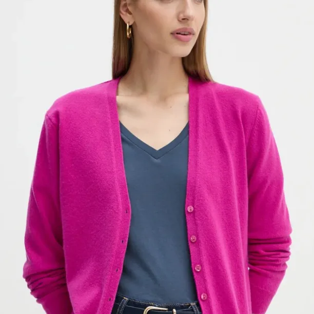 United Colors of Benetton cardigan din lana culoarea violet