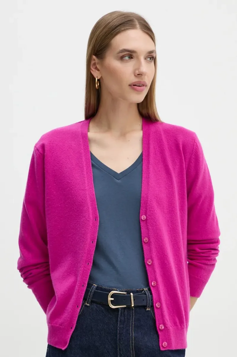 United Colors of Benetton cardigan din lana culoarea violet