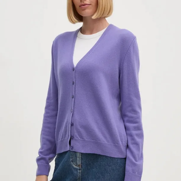 United Colors of Benetton cardigan din lana culoarea violet