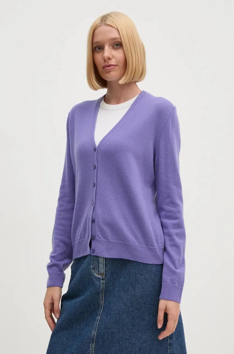 United Colors of Benetton cardigan din lana culoarea violet