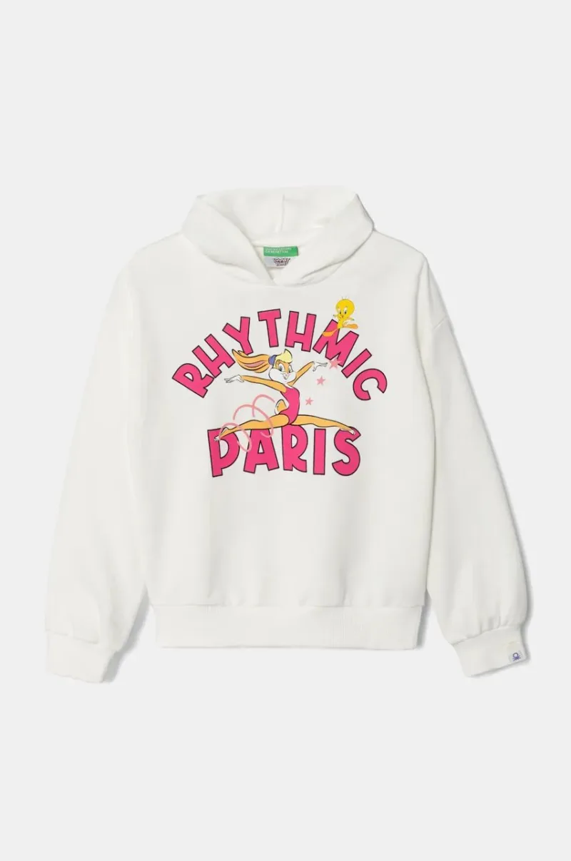 United Colors of Benetton hanorac de bumbac pentru copii x Looney Tunes culoarea alb