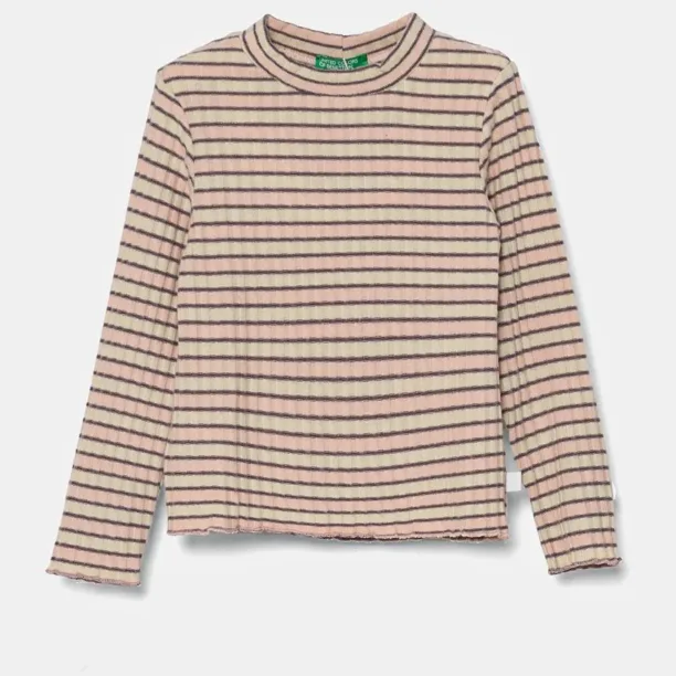 United Colors of Benetton longsleeve copii culoarea bej