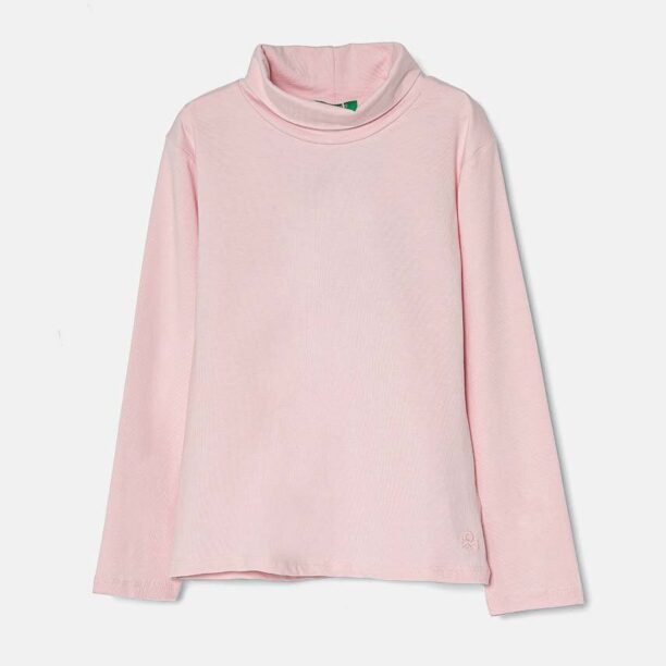 United Colors of Benetton longsleeve copii culoarea roz