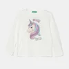 United Colors of Benetton longsleeve din bumbac pentru copii culoarea alb