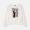 United Colors of Benetton longsleeve din bumbac pentru copii culoarea alb