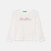 United Colors of Benetton longsleeve din bumbac pentru copii culoarea alb