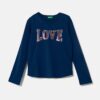 United Colors of Benetton longsleeve din bumbac pentru copii culoarea albastru marin