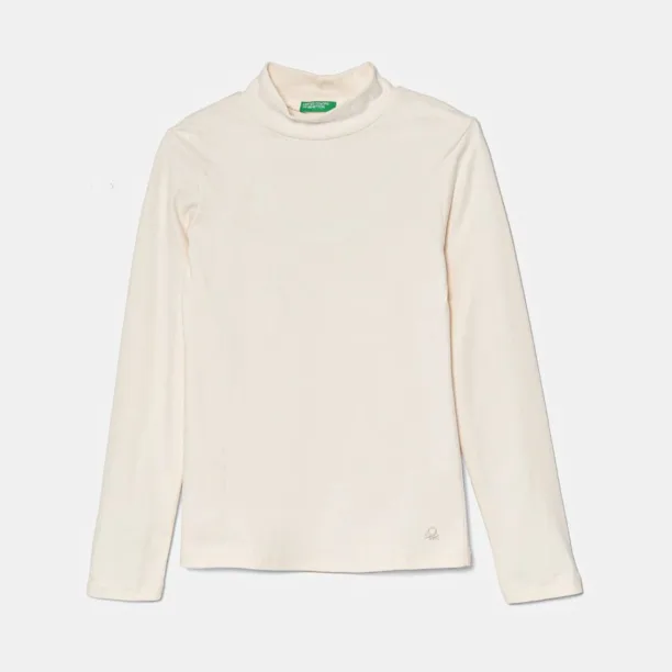 United Colors of Benetton longsleeve din bumbac pentru copii culoarea bej