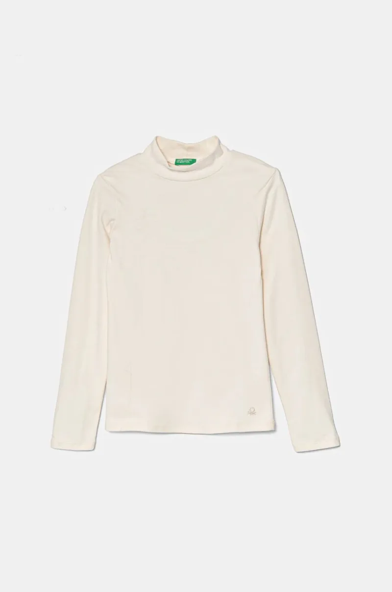 United Colors of Benetton longsleeve din bumbac pentru copii culoarea bej