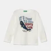 United Colors of Benetton longsleeve din bumbac pentru copii culoarea bej