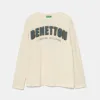 United Colors of Benetton longsleeve din bumbac pentru copii culoarea bej