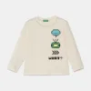 United Colors of Benetton longsleeve din bumbac pentru copii culoarea bej