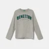 United Colors of Benetton longsleeve din bumbac pentru copii culoarea gri