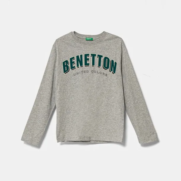 United Colors of Benetton longsleeve din bumbac pentru copii culoarea gri