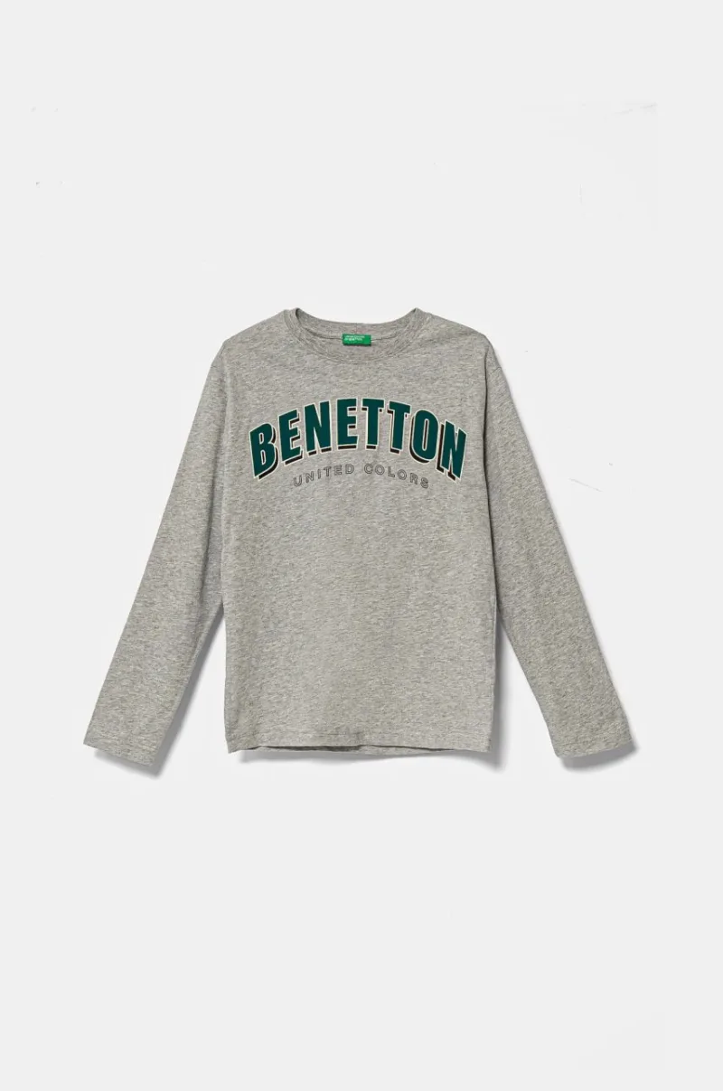 United Colors of Benetton longsleeve din bumbac pentru copii culoarea gri