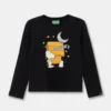 United Colors of Benetton longsleeve din bumbac pentru copii culoarea negru