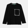 United Colors of Benetton longsleeve din bumbac pentru copii culoarea negru