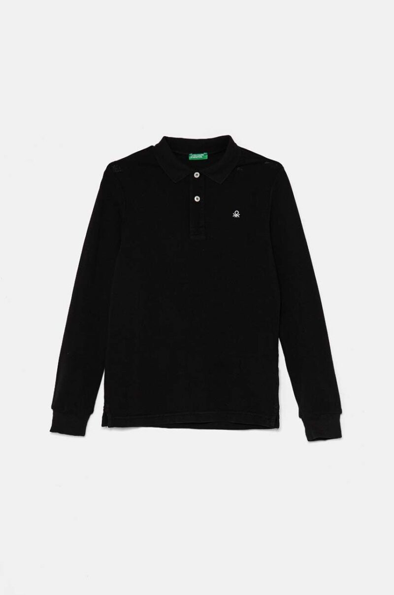 United Colors of Benetton longsleeve din bumbac pentru copii culoarea negru