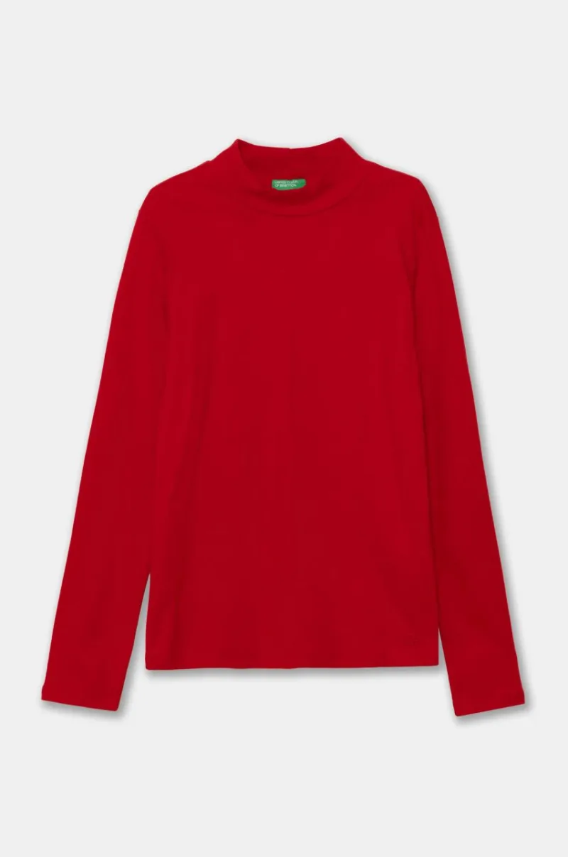 United Colors of Benetton longsleeve din bumbac pentru copii culoarea rosu