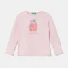 United Colors of Benetton longsleeve din bumbac pentru copii culoarea roz