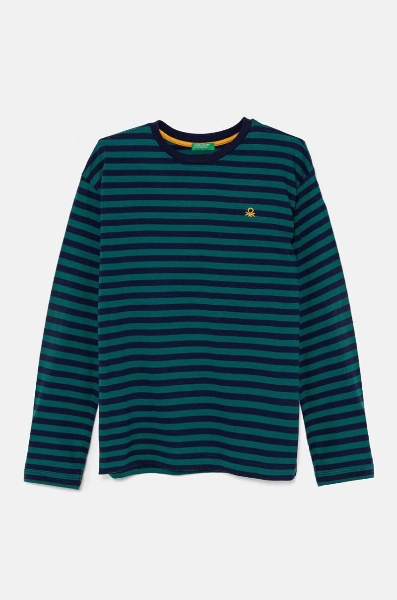 United Colors of Benetton longsleeve din bumbac pentru copii culoarea verde